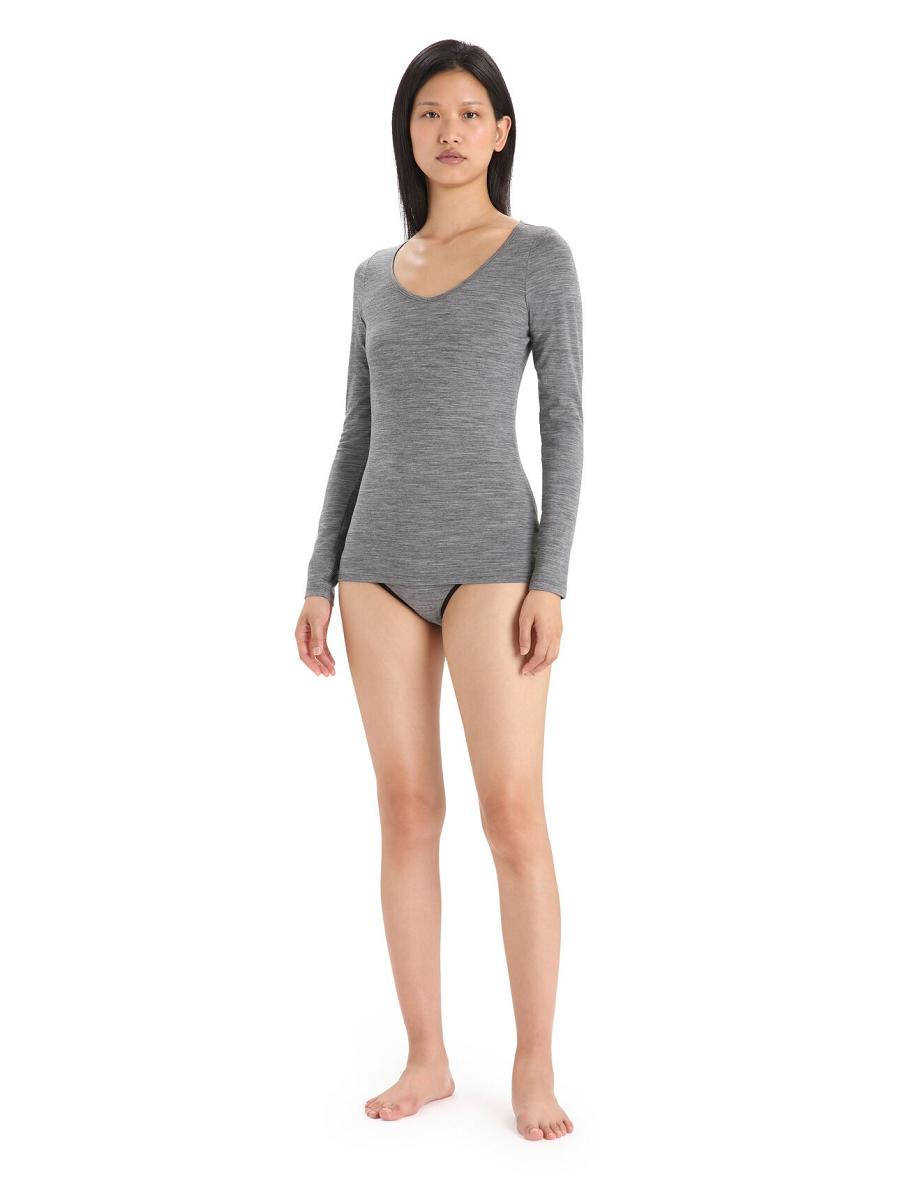 Bielizny Icebreaker Merino Siren Long Sleeve Sweetheart Top Damskie Szare | PL 1257UZGT